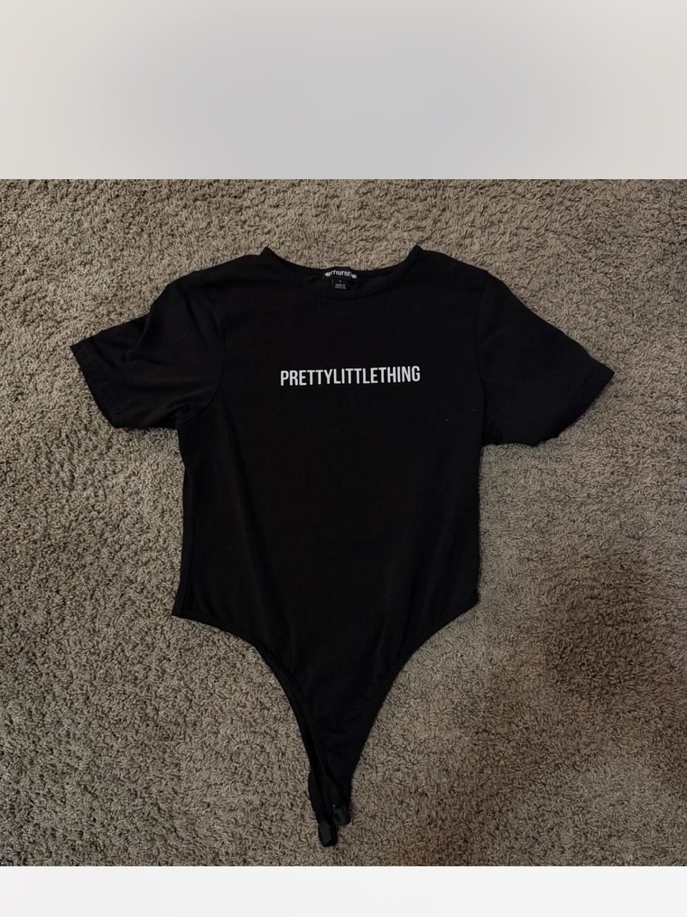 PrettyLittleThing Black Logo Bodysuit